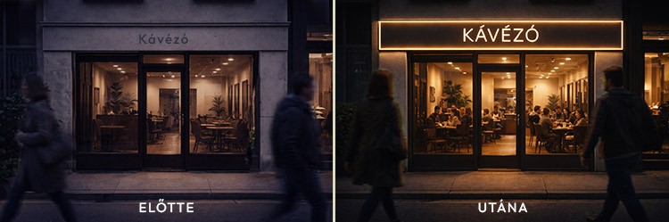 reklamkovacs-vilagitotabla-elotteutana világítótábla előtte-utána